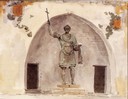 L. Ducros. Statua di Eraclio nella piazza di Barletta